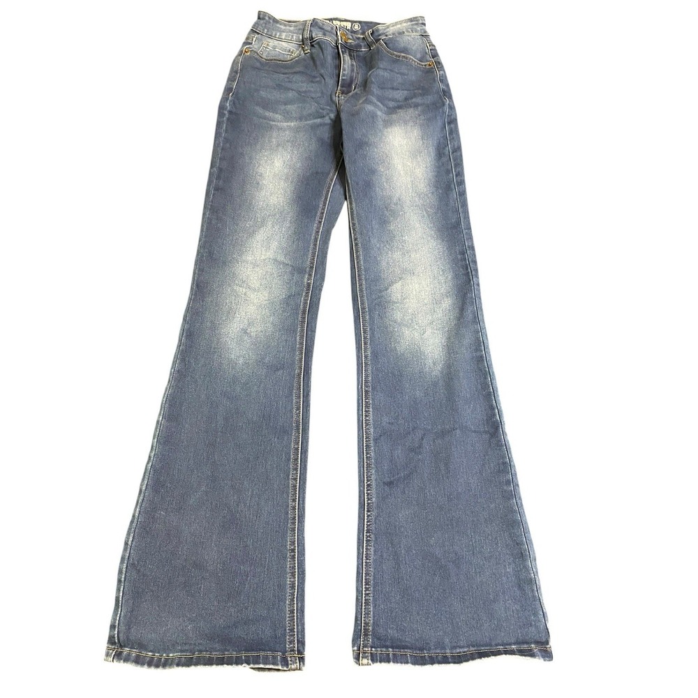 Born Primitive Flex Stretchy Mid Rise Bootcut Jeans Women Size M Reg Medium Blue